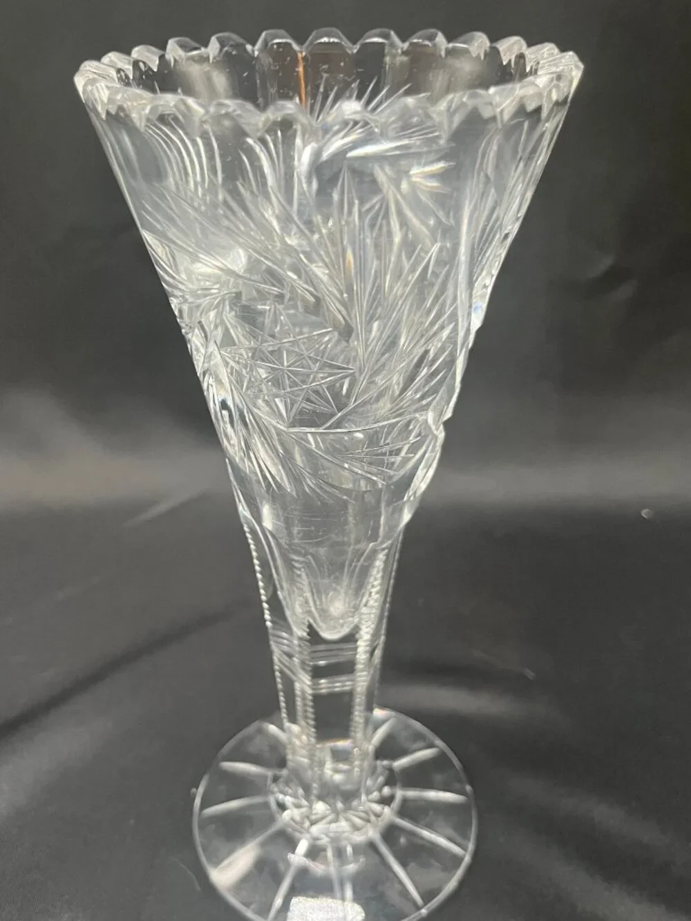 Antique American Brilliant Period Cut Glass Trumpet Vase